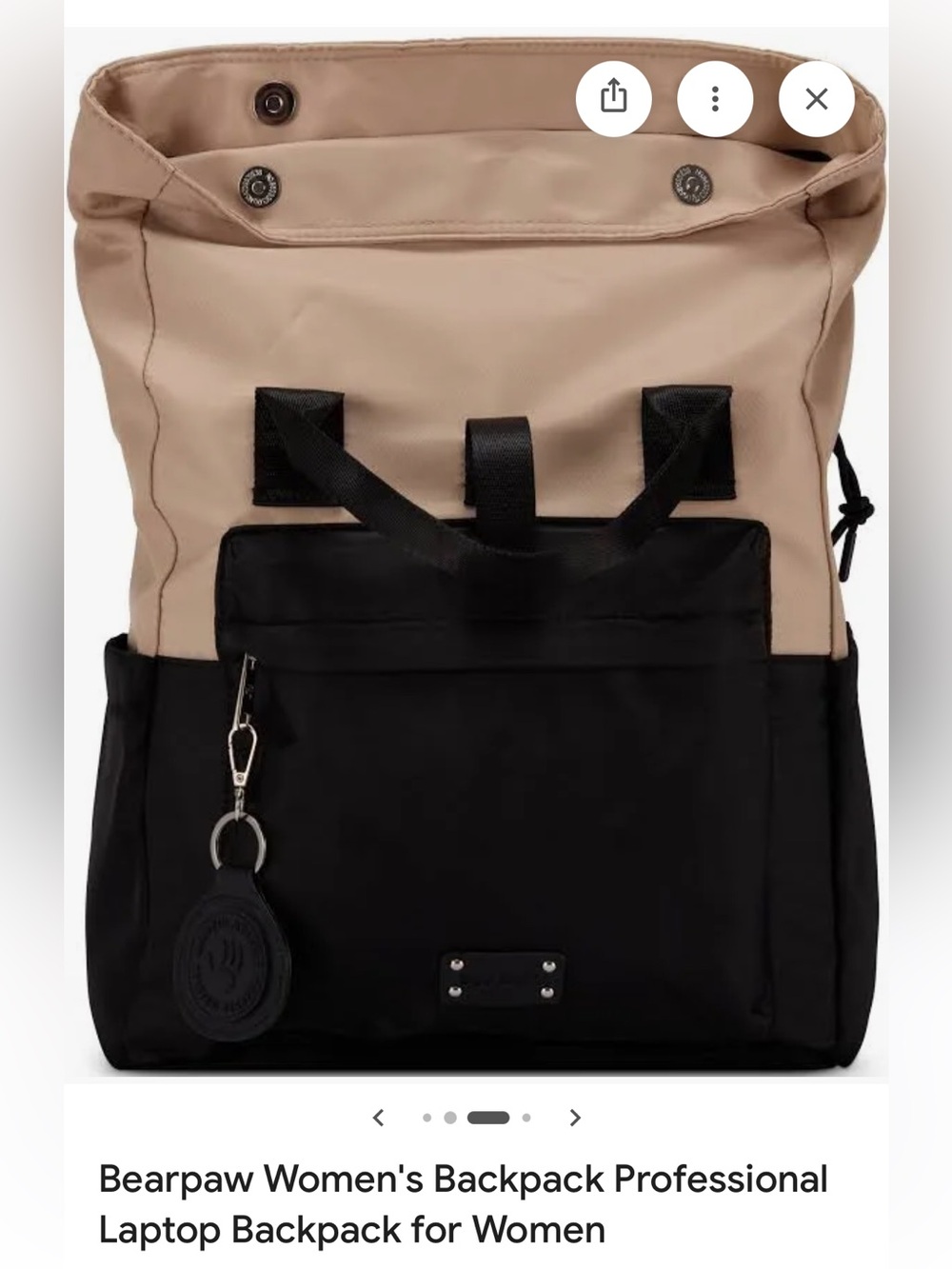 BearPaw Two-Tone Black and Tan Women's Backpack